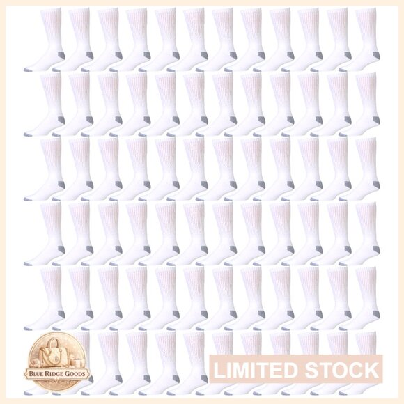 Unisex Cotton Crew Socks 72-Pack Athletic Activewear Minimal Classic Comfort